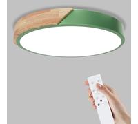 Yexati Plafonnier Bois,Plafond Dimmable 3000K-6000K,Plafonnier Led Télécommandé,32W Luminaire Moderne Pour Le Salon, La Chambre Et Le Couloir, 30CM,Vert