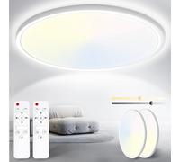 Yexati Plafonnier LED Dimmable 24W 3000K-6500K 3200LM Avec Télécommande, IP54 Luminaire Moderne Rond 29.5CM Pour Salle de Bain, Chambre, Cuisine, Salon, Balcon