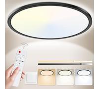 Yexati Plafonnier LED Dimmable, 24W 3000K-6500K 3200LM Plafonnier Télécommande, IP54 Luminaire Plafonnier Lampe Plafond Moderne Rond pour Salle de Bain, Chambre, Cuisine, Salon, Balcon 29.5CM