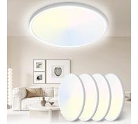 Yexati Plafonnier Led, Plafonnier Salle De Bain 24W 3200LM 6000K/4000K/3000K, Lampe de Plafond Moderne, Luminaire Plafonnier Rond IP54 Pour Chambre à Coucher Salon Cuisine Bureau Balcon Ø30CM (4 Pack)