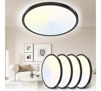 Yexati Plafonnier Led, Plafonnier Salle De Bain 24W 3200LM 6000K/4000K/3000K, Lampe de Plafond Moderne, Luminaire Plafonnier Rond IP54 Pour Chambre à Coucher Salon Cuisine Bureau Balcon Ø30CM (4 Pack)