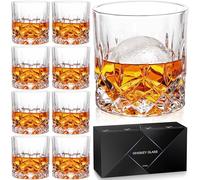 Yexati QUMMFA Whiskey Glasses, Set of 8 Cocktail Glasses, 10 OZ Old Fashioned Glasses for Drinking Scotch Bourbon Cognac Vodka Gin Tequila Rum Liquor Rye, Rocks Glasses, Crystal Scotch Glasses