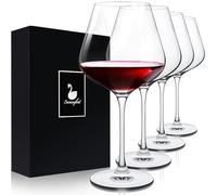 Yexati Swanfort Red Wine Glasses Set of 4, Extra Large Stemmed Wine Glasses 23 Oz, with Creative 2 in 1 Wine Stopper and Pourer, Burgundy Wine Glasses in Gift Box for Any Occasions
