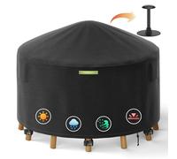 Yexcend Housse ronde de 162,6 cm pour meubles de patio avec poteau de support, en polyester 800D robuste, imperméable et résistante aux déchirures pour table d'extérieur