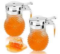 YEXEXINM Lot de 2 distributeurs de miel en verre de 8 onces, avec poignée, portable, en cristal, pour ustensiles de cuisine, sirop, pots à miel