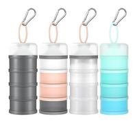 YEXEXINM Lot de 4 récipients à poudre de protéine avec entonnoirs, 4 distributeurs de poudre de protéines empilables avec porte-clés portable, récipient de rangement pour compléments sportifs pour