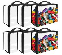 YEXEXINM Lot de 6 sacs de rangement pour jouets en PVC transparent avec fermeture éclair - Organiseur de jouets extra large avec poignée - Sacs de rangement étanches pour blocs de construction
