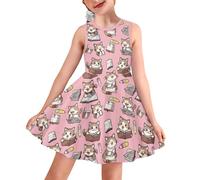 YEXIATODO Jolie robe d'été décontractée pour filles de 3 à 16 ans, Chat dessin animé 1, 9-10