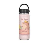 Yexignaon Bouteille d'eau en acier inoxydable de 500 ml Kawaii Capybara pour enfants, anti-fuite avec poignée et couvercle pour enfants, garçons et filles