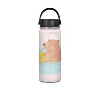 Yexignaon Bouteille d'eau en acier inoxydable de 500 ml Kawaii Capybara pour enfants - Anti-fuite - Gobelet de voyage avec poignée et couvercle pour filles