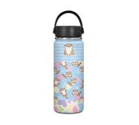 Yexignaon Bouteille d'eau mignonne en forme de loutre pour enfants - 500 ml - Design kawaii - En acier inoxydable - Pour l'école, les boissons chaudes - Portable - Pour la course à pied, le camping