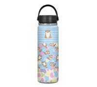 Yexignaon Bouteille d'eau mignonne en forme de loutre pour enfants - 550 ml - Design kawaii - En acier inoxydable - Pour l'école, les boissons chaudes - Portable - Pour la course à pied, le camping