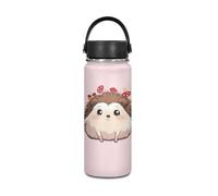 Yexignaon Bouteille d'eau rose de 500 ml avec motif hérisson kawaii pour enfants, bouteille d'eau anti-fuite avec poignée et couvercle, cadeau d'anniversaire pour fille