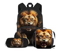 Yexignaon Cartable de réception pour garçons 3 pièces avec boîte à déjeuner pour chambre d'enfant préscolaire sacs à dos, tigre, Sacs à dos de jour