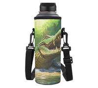 Yexignaon Housse de bouteille d'eau uniquement, sac de transport pour bouteille d'eau pour garçons, housse de tasse isotherme légère pour voyage quotidien, Imprimé crocodile