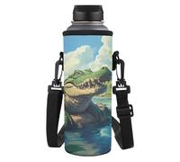Yexignaon Housse de bouteille d'eau uniquement, sac de transport pour bouteille d'eau pour garçons, housse de tasse isotherme légère pour voyage quotidien, crocodile