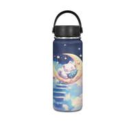 Yexignaon Kawaii Cat Girls Bouteille d'eau portable en acier inoxydable pour enfants 500 ml pour l'école, les boissons chaudes et froides, gobelet de voyage avec poignée