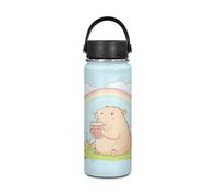 Yexignaon Rainbow Capybara Bouteille d'eau isotherme en acier inoxydable avec joli design - Bouteille d'eau de 500 ml pour boissons chaudes et froides - Gobelet de voyage pour filles - Rose