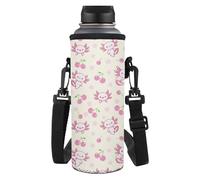 Yexignaon Sac de transport pour bouteille d'eau avec sangle pour enfants - Housse pour bouteille d'eau - 750 ml - Portable - Pour voyage, Axolotl cerise
