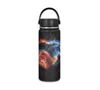 Yexignaon Wolf Bouteille d'eau isotherme en acier inoxydable pour garçons - Pour boissons chaudes et froides - Bouteille d'eau isotherme avec poignée - 532 ml