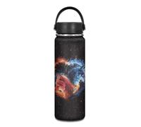 Yexignaon Wolf Bouteille d'eau isotherme en acier inoxydable pour garçons - Pour boissons chaudes et froides - Bouteille d'eau isotherme avec poignée - 590 ml