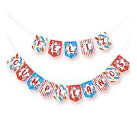 Yexiya Feliz Cumpleaños Bannière pré-cordée pour décoration de fête d'anniversaire sur le thème du clown - Rouge, bleu, jaune