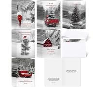 Yexiya Lot de 120 cartes de Noël d'hiver en vrac avec verset écriture, noir et blanc, cartes de vœux de Noël avec enveloppes, 10,2 x 15,2 cm, 6 motifs assortis