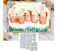 Yeyert Matrices de découpe en métal de jardin de fleurs de lapin, matrices de découpe de feuilles de cadre de fleur de lapin, pochoirs découpés, bricolage, Scrapbooking, papier de gaufrage décoratif,