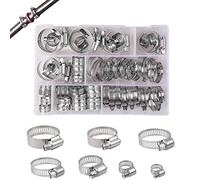 YEYIT Collier de Serrage Inox 60Pcs Colliers de Serrage pour Tuyaux Réglables 6-38mm Collier de Serrage Metallique 7 Tailles Tuyau Clips pour Piscine Tube d'automobiles