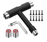 YEYIT Outils de skateboard tout-en-un, 8 roulements à billes RS608, 1 clé Allen de type T, 1 tournevis cruciforme de L, 10 écrous et boulons de skateboard