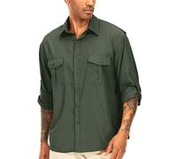yeyity Chemise à manches longues pour homme - UPF50+ - Protection UV - Séchage rapide - Pour la randonnée, la pêche, le trekking, Amy Green 5065, L