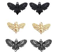 YEYULIN Lot de 20 breloques gothiques en alliage noir, argent, or, tête de mort vintage, insecte, perles d'animaux en métal pour la fabrication de bijoux, bracelets, colliers, travaux manuels, 27x43mm