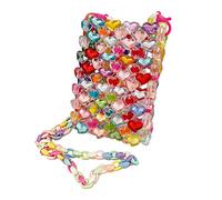 YEZILUU Sac de perles de couleur rouge pour femmes, sac en cristal à tricoter à la main, sac à perles pailletées, acrylique, couleur, Grand sac perlé
