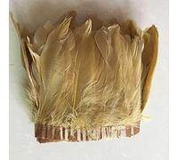 YEZINB 2 mètres Plumes de Canard d'oie dépouillé Marron Clair Garnitures Largeur du Ruban 6-8 "Plume d'oies Dentelle pour Artisanat Couture Accessoire Prunes