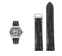 yeziu Bracelet De Montre À Interface À Dégagement Rapide pour Cartier Roadster Series W6206018, Bracelet avec Boucle Déployante(Black- Silver-B,21mm-Width)