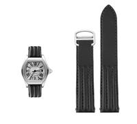 yeziu Bracelet De Montre À Interface À Dégagement Rapide pour Cartier Roadster Series W6206018, Bracelet avec Boucle Déployante(Black-Silver-C,21mm-Width)
