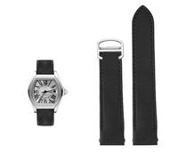 yeziu Bracelet De Montre À Interface À Dégagement Rapide pour Cartier Roadster Series W6206018, Bracelet avec Boucle Déployante(Black-Silver-D,19mm-Width)