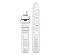 yeziu Bracelet de montre convexe en cuir pour Ulysse Nardin Marine 6300 263 6319, accessoire pour homme et femme(White silver,22-10mm)