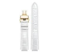 yeziu Bracelet de montre convexe en cuir pour Ulysse Nardin Marine 6300 263 6319, accessoire pour homme et femme(White gold,22-11mm)