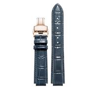 yeziu Bracelet de montre convexe en cuir pour Ulysse Nardin Marine 6300 263 6319, accessoire pour homme et femme(Blue rose,24-12mm)