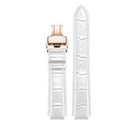 yeziu Bracelet de montre convexe en cuir pour Ulysse Nardin Marine 6300 263 6319, accessoire pour homme et femme(White rose,24-12mm)