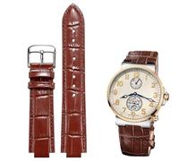 yeziu Bracelet de montre convexe en cuir pour Ulysse Nardin Marine 6300 263 6319, accessoire pour homme et femme(Brown D silver,22-11mm)