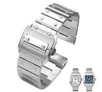 yeziu Bracelet de montre en acier inoxydable pour montre Cartier Santos série 100 WSSA0009 pour homme(Silver,20mm)