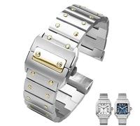 yeziu Bracelet de montre en acier inoxydable pour montre Cartier Santos série 100 WSSA0009 pour homme(Silver gold,23mm)
