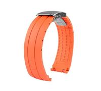 yeziu Bracelet de montre en caoutchouc à extrémité incurvée pour montre MIDO, bracelet pour homme avec boucle déployante pour Tissot Seastar T120.407(Orange silver buckle)