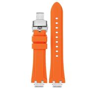 yeziu Bracelet de montre en caoutchouc pour Maurice Lacroix Aikon, connecteur AI6008 6038 6007, bracelet à dégagement rapide, tête en acier métallique, bracelet de montre en silicone(Orange silvery,AI