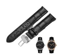 yeziu Bracelet de montre en cuir avec fermoir papillon pour Tissot 1853 Le Locle, Carson, Portofino et Couturier(Blacks,13mm)