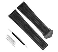 yeziu Bracelet de montre en cuir de vache véritable, pour TAG Heuer Carrera Porsche édition Monaco Heritage 6, accessoires de bracelet de montre(Black-black)