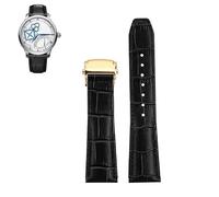 yeziu Bracelet de montre en cuir de vachette avec boucle déployante pour Maurice Lacroix MP6528 Pontos PT6158(Black-gold,20mm)