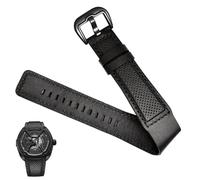 yeziu Bracelet de montre en cuir de vachette noir, pour montres-bracelets Dietrich OTC-AO1 OT-3, Stomata(Black Black)